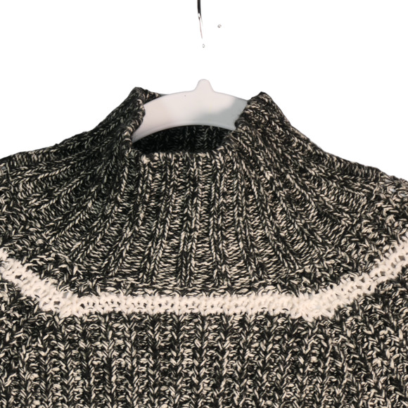 Chaps Sweater Women Small Gray and White Stripe Flare Sleeve Tunic Cotton Blend - Picture 3 of 8